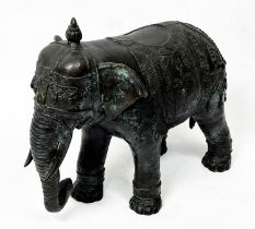 BRONZE INDIAN ELEPHANT, 45cm x 36cm H.