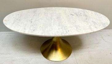 LOW TABLE, 44cm high, 100cm wide, 56cm deep, marble top, gilt metal base.