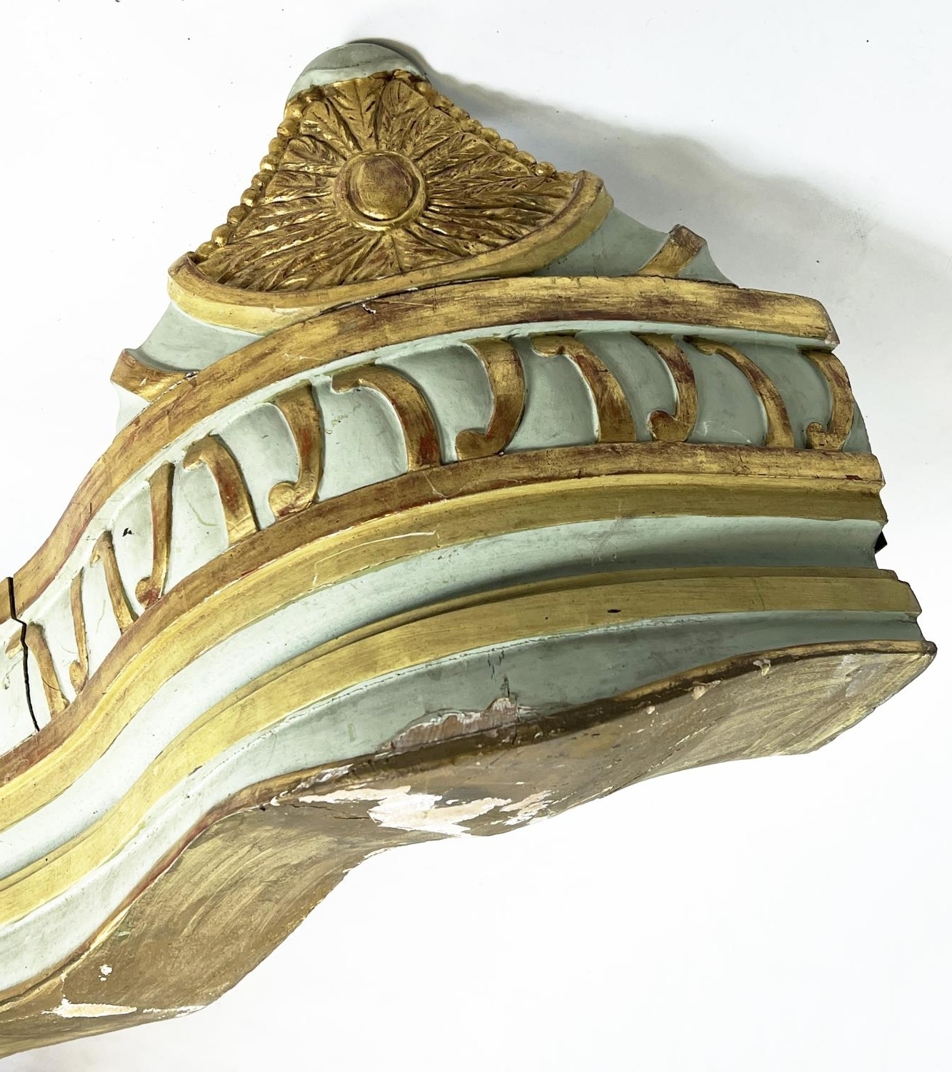 CORONET, 48cm H x 185cm x 60cm, 19th century painted and parcel gilt with palmette and swag - Image 3 of 6