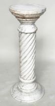 MARBLE COLUMN, antique figured marble with spiral twist column and stepped circular plinth and