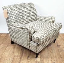 ARMCHAIR, patterned fabric upholstered, 75cm W.