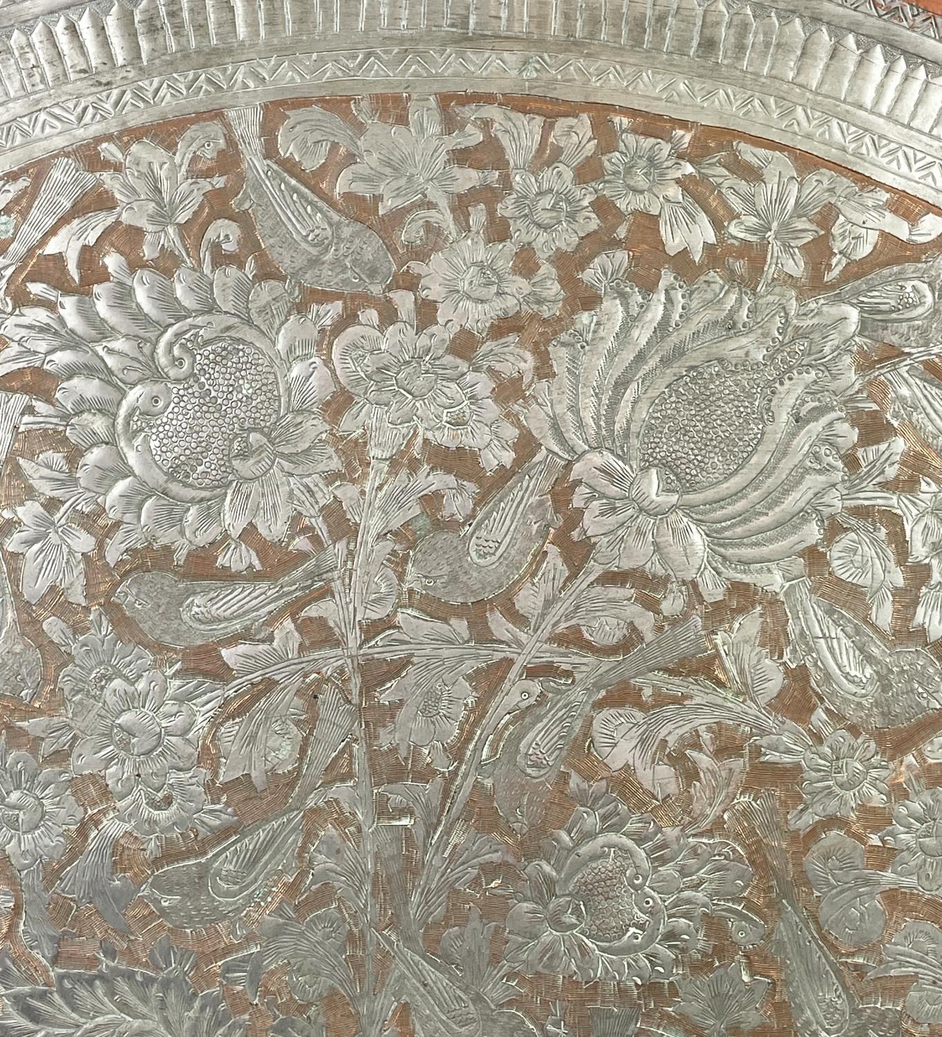 LARGE PERSIAN MAMELUKE STYLE TRAY, late 19th/early 20th century profusely decorated with foliage and - Image 7 of 8