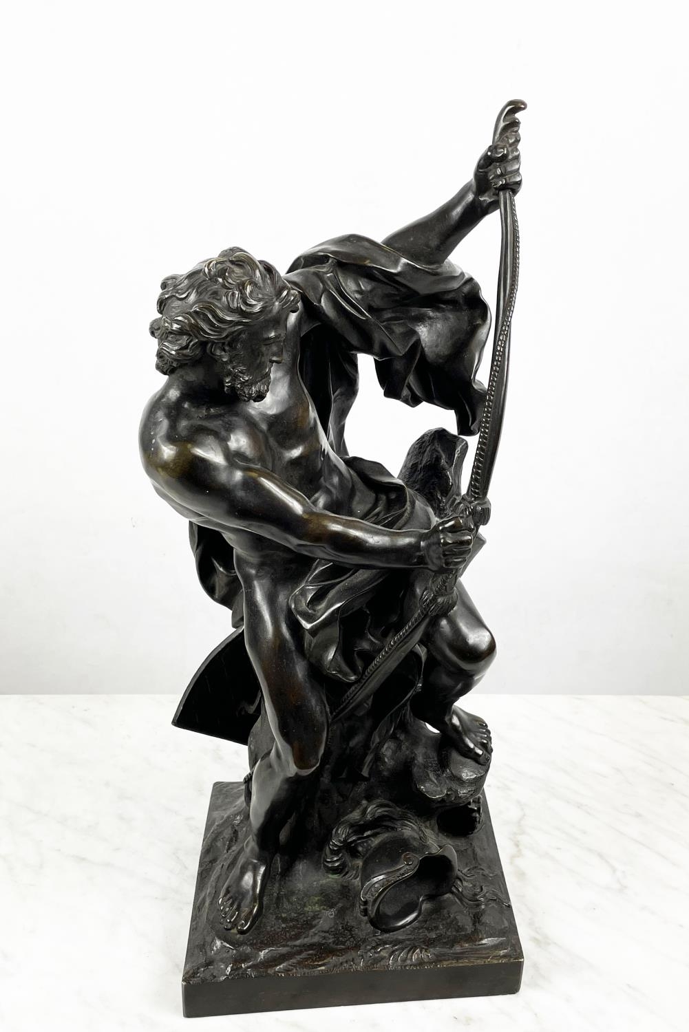 JACQUES BOUSSEAU, French (1681-1740) Ulysse stringing his bow, late 19th century bronze, 48cm H. - Image 2 of 6