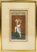 MUGHAL SCHOOL, 18th/19th century, 'Water Carrier', Gouache, 19.5cm x 10cm, framed.