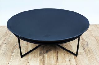 FIRE BOWL, 88cm diam x 32cm H, 1960's Danish style, black painted metal.