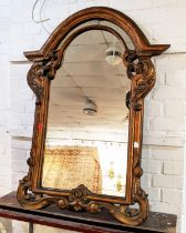 WALL MIRROR, 122cm H x 82cm W, the gilt frame, enclosing a shaped plate.