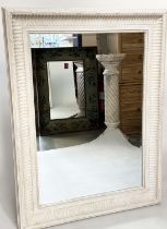 WALL MIRROR, Regency style rectangular grey painted with fluted and beaded frame, 125cm x 95cm.