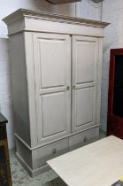 WARDROBE, 202cm H x 63cm D x 143cm W, in a grey painted finish.