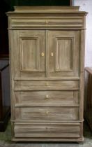 CUPBOARD, 174cm H x 99cm W x 5 3cm D, 19th century Danish stripped pine with single door, hanging