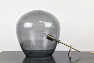 TABLE LAMP, contemporary, glass shade, gilt metal stand, 35cm H approx.