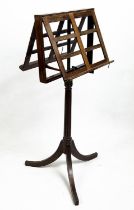 DUET STAND, 56cm W x 107cm lowest H, Georgian style mahogany with height adjustable brass pole.