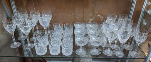 COLLECTION OF STUART CUT GLASS, comprising ten white wine, eight red wine, ten tumblers, six