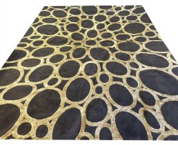 THE RUG COMPANY CARPET, 368cm x 275cm, 'Gold Rings' designed by David Rockwell.