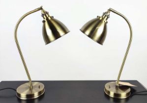 DESK LAMPS, a pair, gilt metal, 61cm H at tallest. (2)