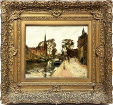 Evert Moll (1878-1955) 'Leidshendan', impressionist oil on board, 24cm x 29cm, framed.