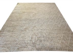 CONTEMPORARY WOVEN JUTE CARPET, 366cm x 277cm.