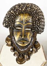 DAN BRONZE MASK, from Liberia. 42cm H