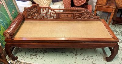 DAYBED, Chinese Shanxi style, caned detail, 190cm x 67.5cm x 87.5cm.