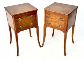 LAMP TABLES, a pair, French design mahogany each with two drawers and swept supports, 39cm W x
