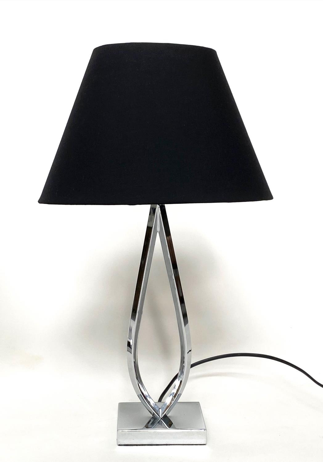 ENDON TABLE LAMPS, a pair, loop chrome and plinth bases with shades, 51cm H. (2) - Image 6 of 6