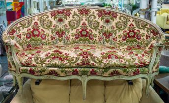 CANAPE, 109cm H x 200cm W, early 20th century French painted in cut floral fabric.