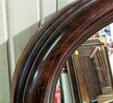 OVERMANTEL MIRROR, 160cm H x 182cm, Victorian with an arched mahogany frame.