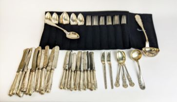 CANTEEN OF 19TH CENTURY AUSTRO-HUNGARIAN SILVER CUTLERY, circa 1872, comprising 12 table spoons,