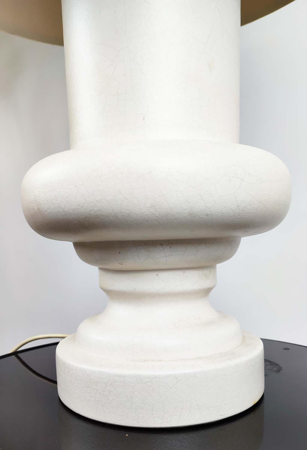 TABLE LAMP, white ceramic, with shade, 92cm high, 55cm diameter. - Image 4 of 6