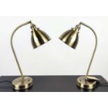 DESK LAMPS, a pair, gilt metal, 61cm H at tallest. (2)