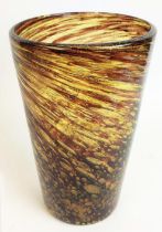 MURANO GLASS VASE, golden orange, of tapered cylindrical form, 20th century, polished pontil mark,