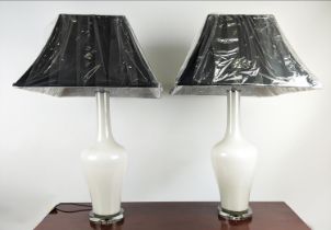 TABLE LAMPS, a pair, each 86cm tall overall, including shade, with white base. (2)