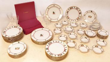 LA MAISON DE CARTIER LIMOGES PART DINNER SERVICE, seventeen dinner plates, seven large plates, seven