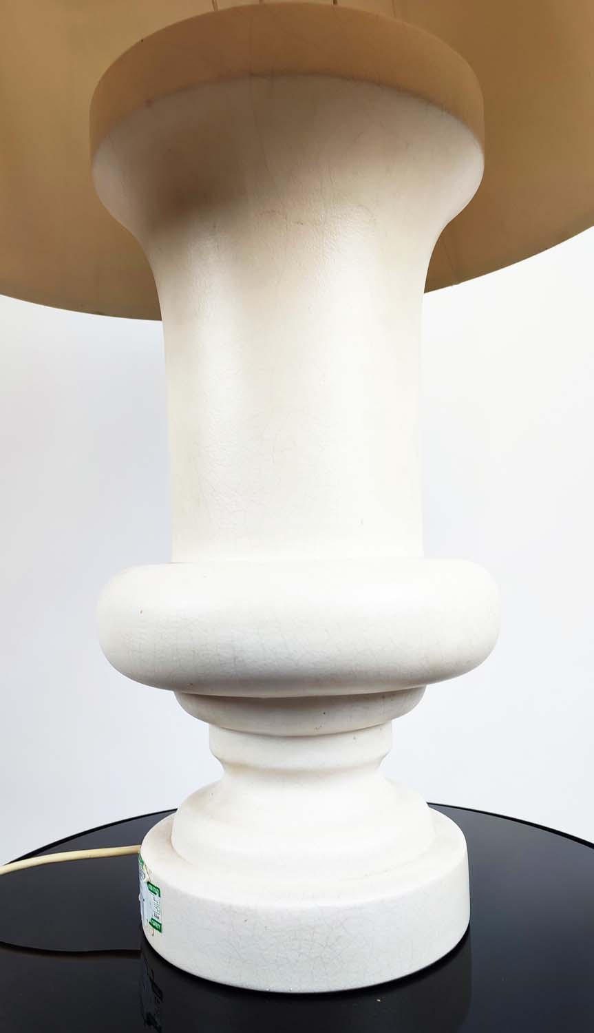 TABLE LAMP, white ceramic, with shade, 92cm high, 55cm diameter. - Image 3 of 6