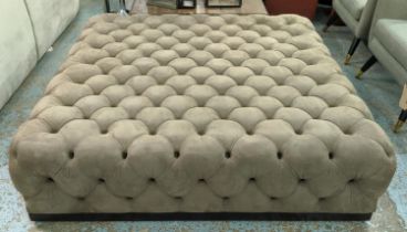OTTOMAN, deep buttoned upholstered design on castors, 140cm x 140cm x 40cm.