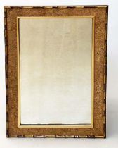 WALL MIRROR, rectangular with burr veneer panelling and gilt faux bamboo frame, 62cm W x 98cm h.