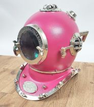 REPRODUCTION NAVY DIVER'S HELMET, pink finish, 45cm H approx.