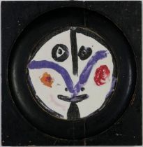 AFTER PABLO PICASSO, Visage on Cotton, late 18th century frame, 15.5cm x 13.5cm.