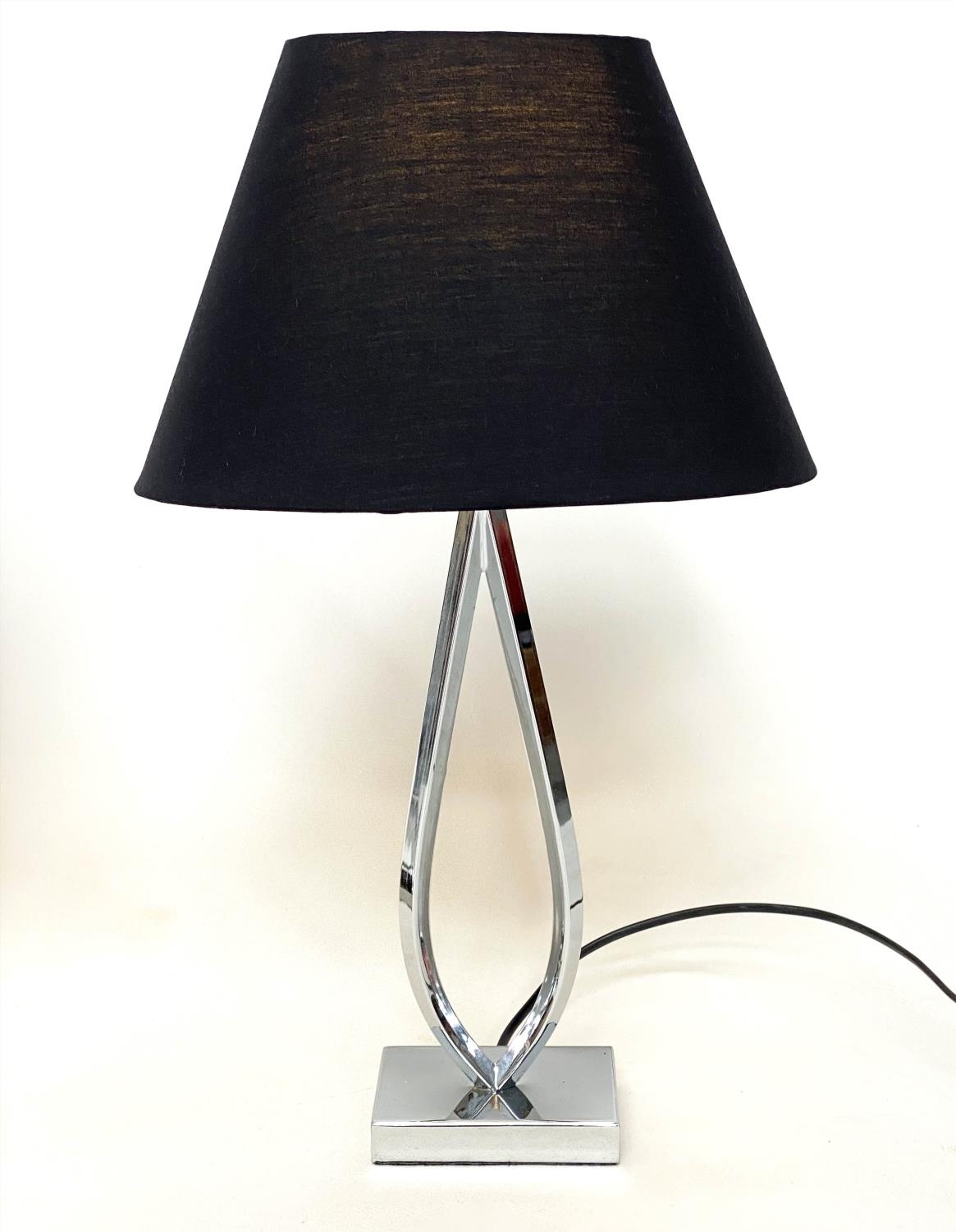 ENDON TABLE LAMPS, a pair, loop chrome and plinth bases with shades, 51cm H. (2) - Image 2 of 6