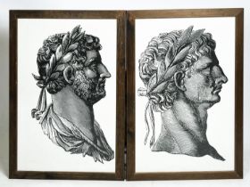 AFTER THE 19TH CENTURY SCHOOL, 'Portraits of Emperors Hadrian and Claudius', screenprint on textile,