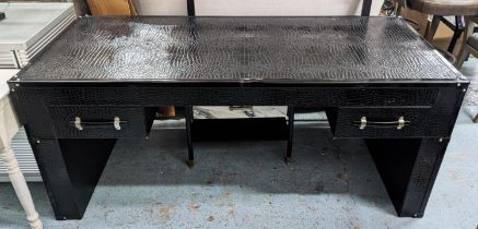 DESK, 180cm x 80cm x 77cm, faux crocodile upholstered finish.