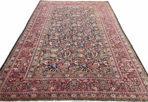 ANTIQUE PAISLEY DESIGN KASHAN CARPET, 266cm x 183cm.