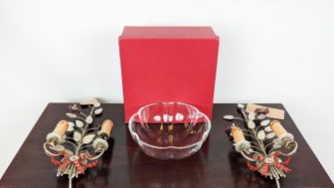 BACCARAT GLASS BOWL, inscribed to base with original box along with a pair of mid century Italian