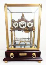 CONGREAVE CLOCK, contemporary, in glass case, wooden base, 27.5cm x 26.5cm x 39.5cm.