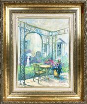 PATRICIA DELON 'Garden, Provence, oil on canvas, 39cm x 29cm, signed, framed.