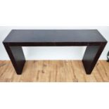 CONSOLE TABLE, faux crocodile upholstered finish 140.5cm x 35.5cm x 75.5cm.