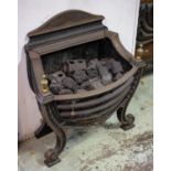 FIRE GRATE, 64cm H x 57cm W x 32cm D, Edwardian style cast iron and brass.