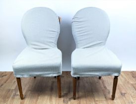 OKA DINING CHAIRS, a set of six each 52cm W, in checked loose covers. (6)