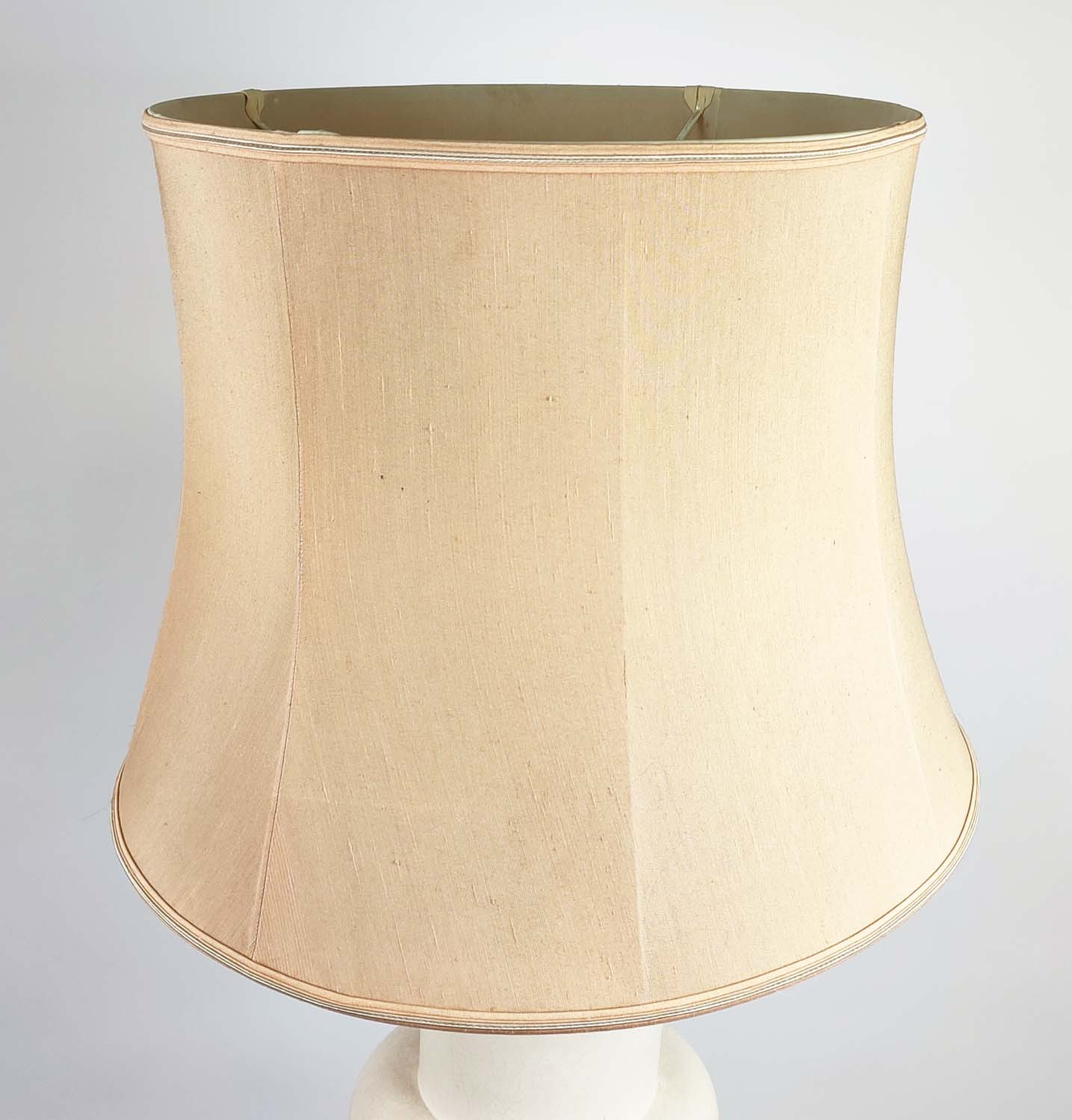 TABLE LAMP, white ceramic, with shade, 92cm high, 55cm diameter. - Image 2 of 6
