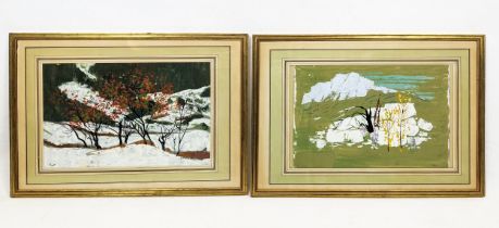 GABRIELLE RICARD-CORDINGLEY (French, born in 1924), two oil paintings on paper, framed landscape,