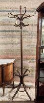 COAT AND HAT STAND, 195cm H, bentwood.